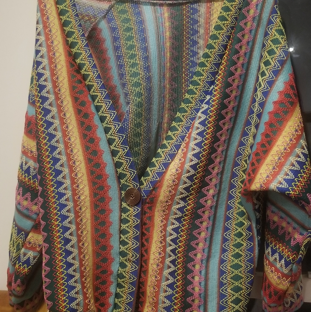 Fun, funky colorful loose cardigan